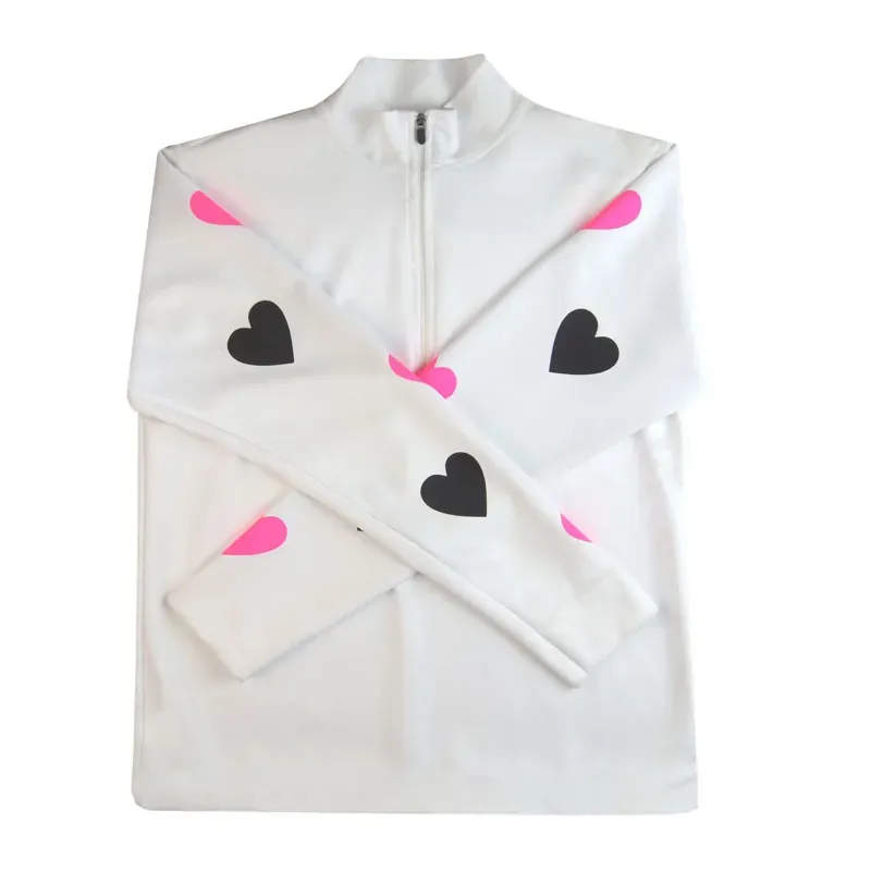 Equetech Unisex Cross Country Shirt L - White/Bright Pink/Black/Hearts