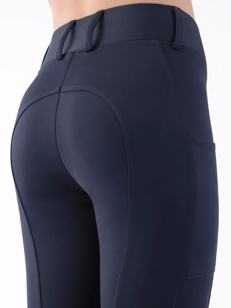 Equiline Cerk Girls Knee Grip Leggings - Navy-4