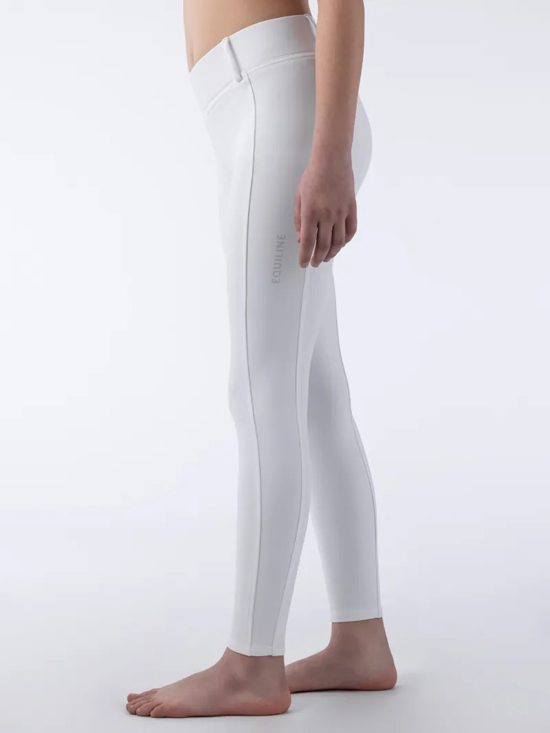 Equiline Cerk Girls Knee Grip Leggings - White-2