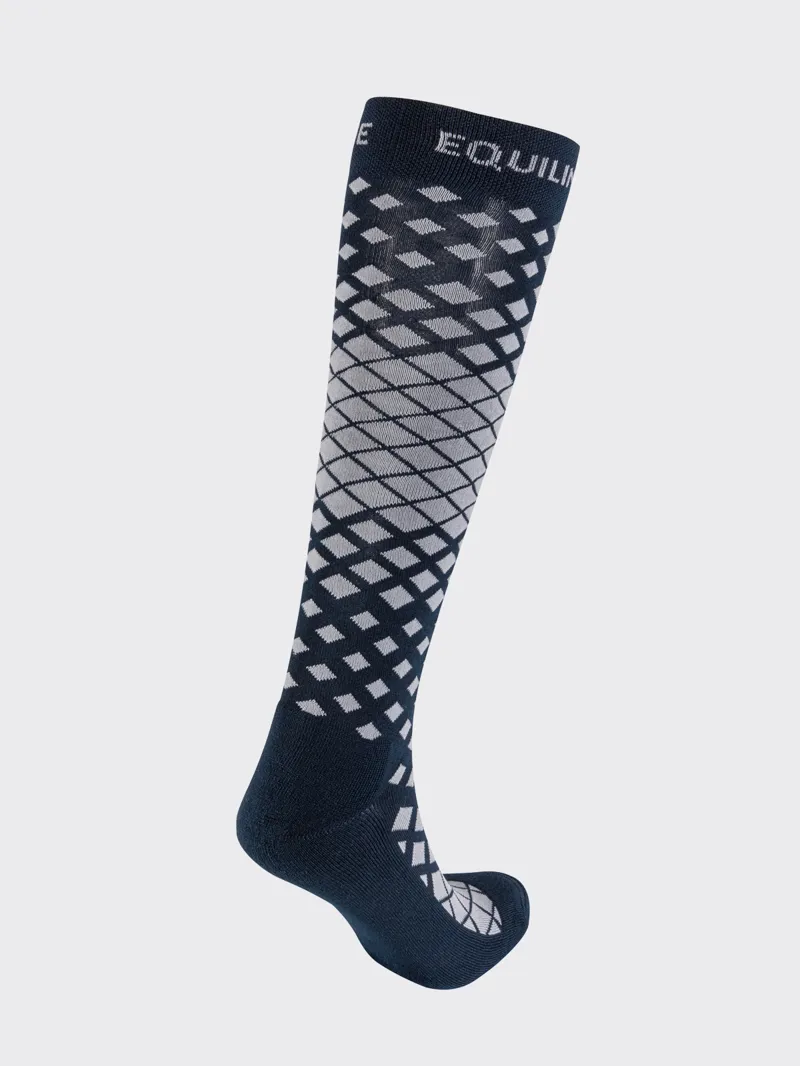 Equiline Egge Long Socks Unisex Equestrian Socks -  Blue-1