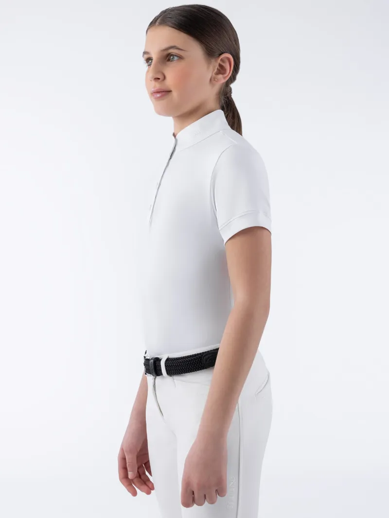 Equiline Jupiter Girls Competition Polo Short Sleeve 12-13 - White-1