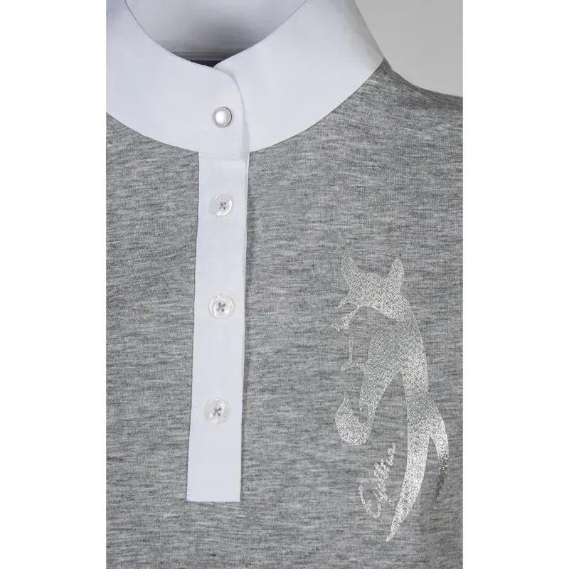 Equiline Moira Women's Competition Polo Shirt - Melange Grey-2