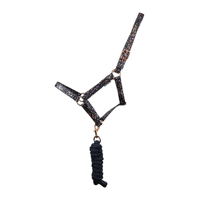 Hy Equestrian Elevate Allure Headcollar and Rope Cob - Blush/Rose Gold