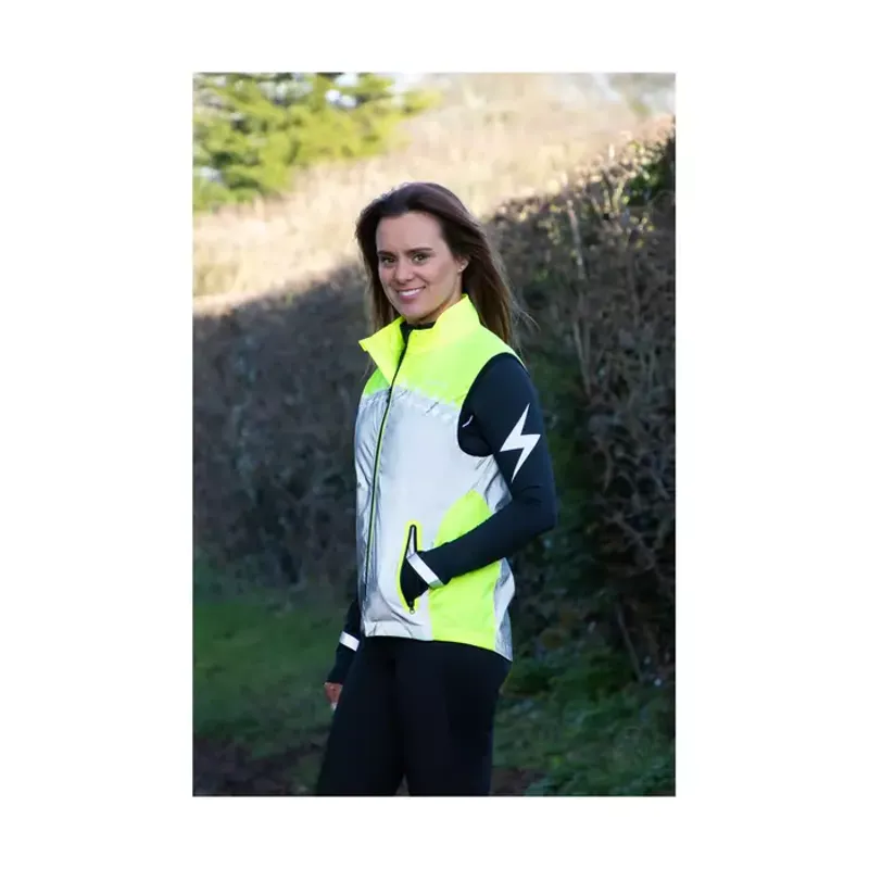 Hy Equestrian Silva Flash Ladies Gilet M - Yellow/Reflective Silver-1