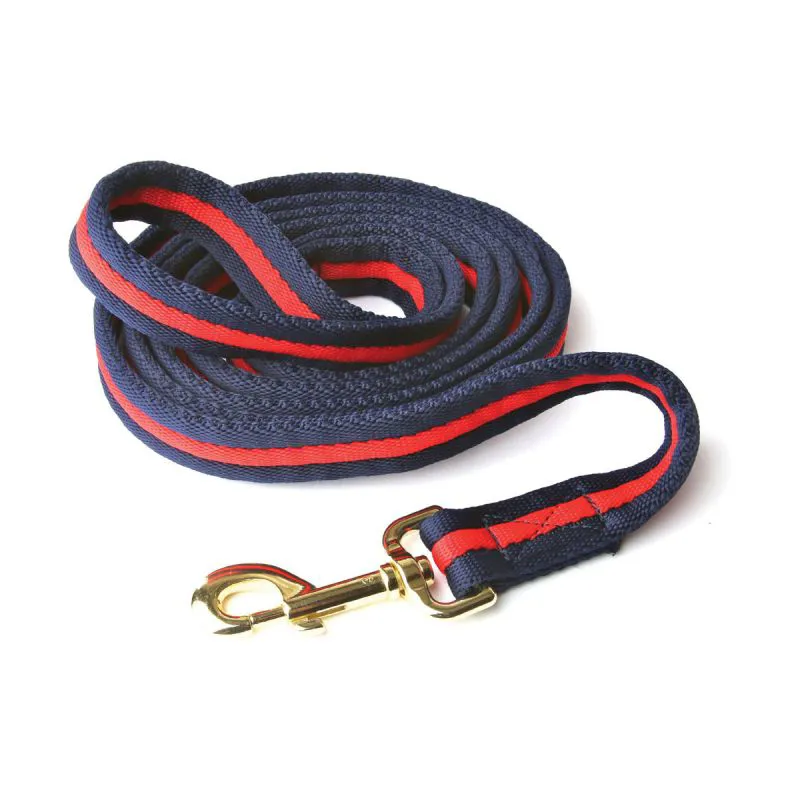 Hy Equestrian Soft Webbing Lead Rein Without Chain - Navy/Red
