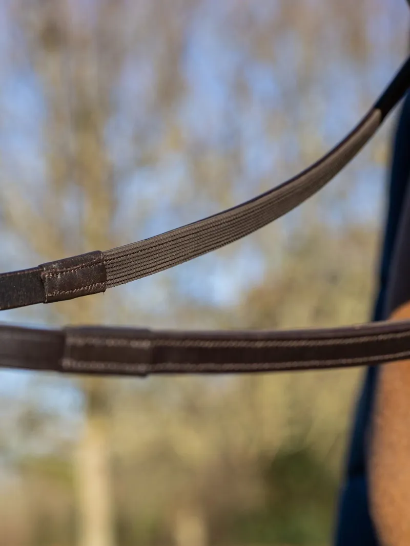 LeMieux Half Leather Rubber Reins S C - Brown-1