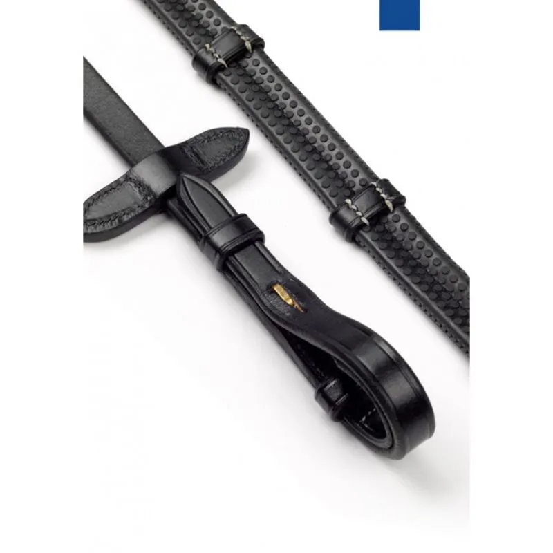 John Whitaker Valencia 9 Looped Rubber and Leather Reins - Black