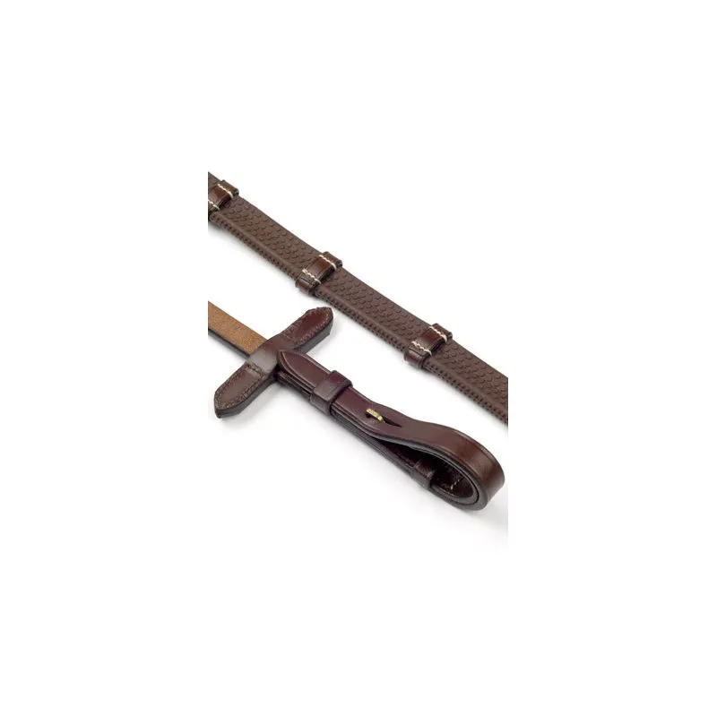 John Whitaker Valencia 9 Looped Rubber and Leather Reins - Havana