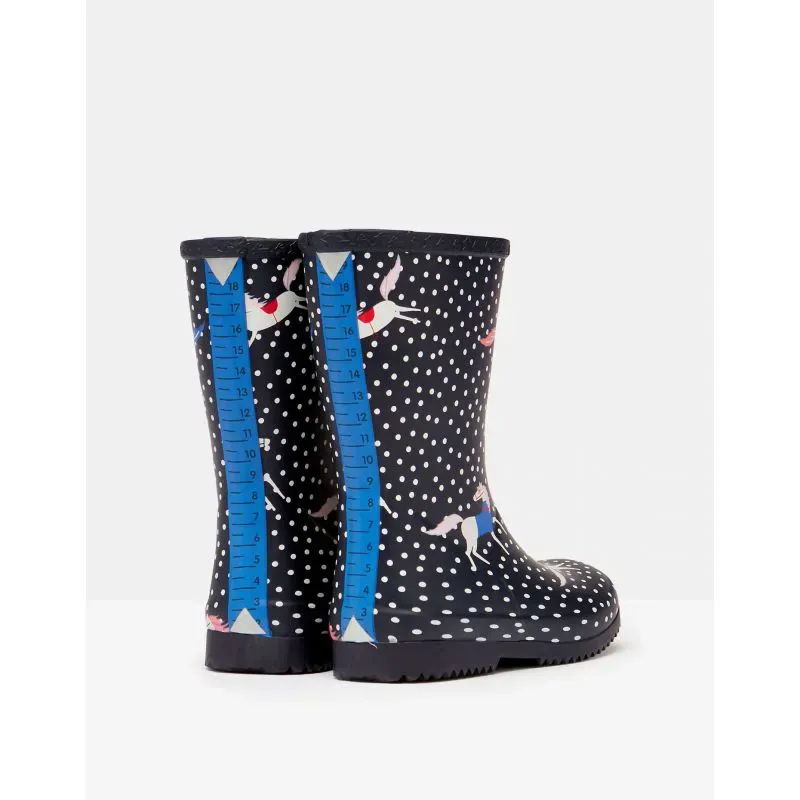 Joules Roll Up Flexible Printed Girls Wellies 9 - Navy Star-1