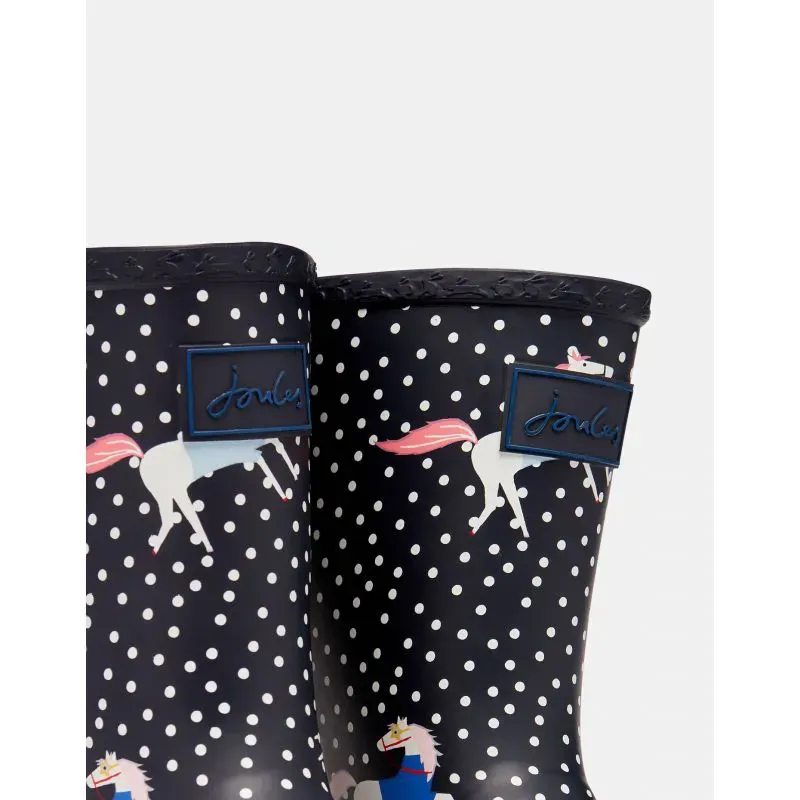 Joules Roll Up Flexible Printed Girls Wellies 9 - Navy Star-2