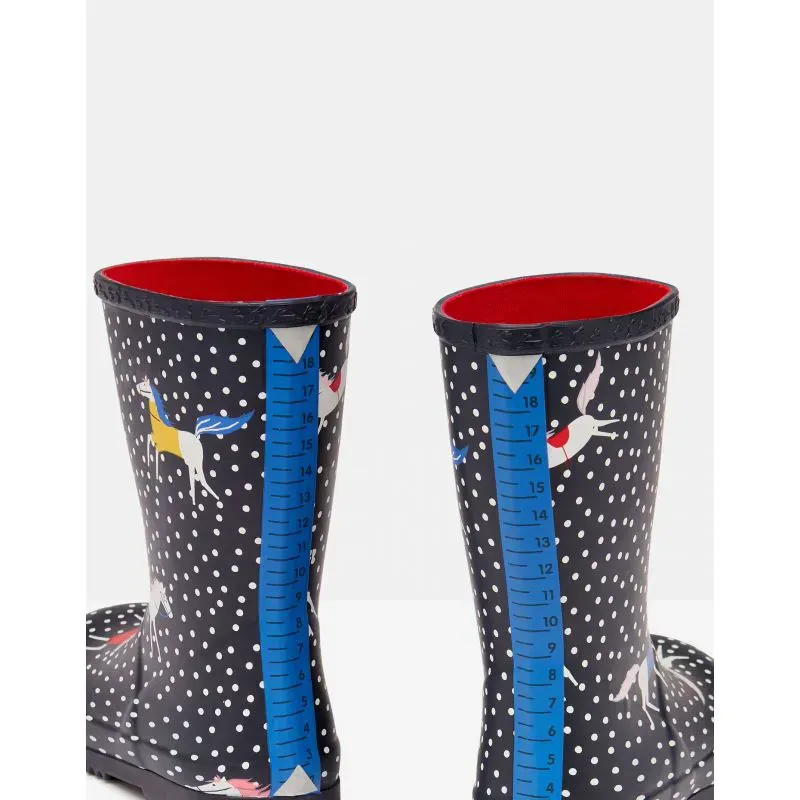 Joules Roll Up Flexible Printed Girls Wellies 9 - Navy Star-3