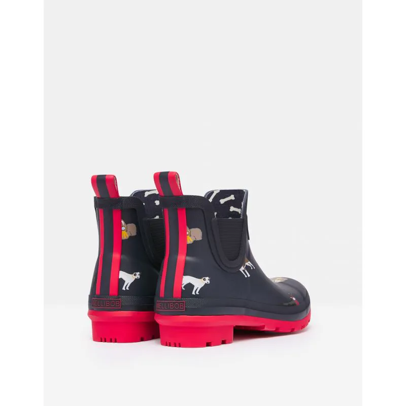 Joules Wellibob Short Height Printed Wellies - Navy Dog Show-3