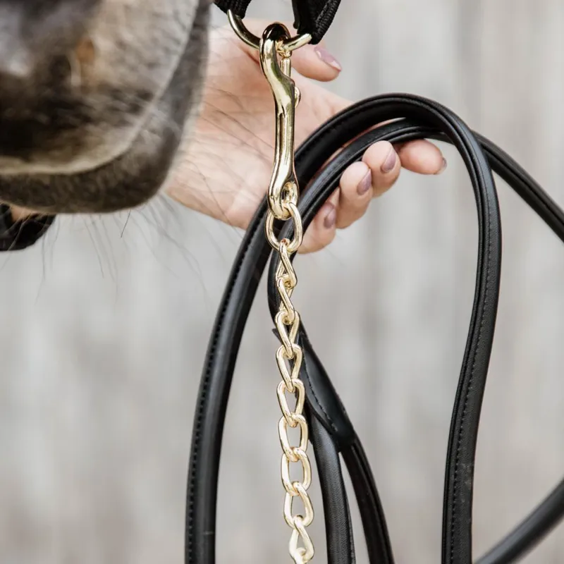 Kentucky Leather Chain Lead - Black-1