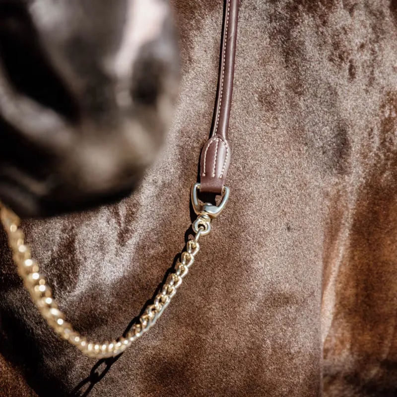 Kentucky Leather Chain Lead - Brown-2