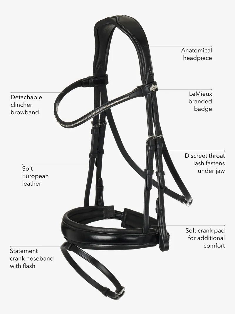 LeMieux Classic Dressage Bridle - Cob - Brown-5