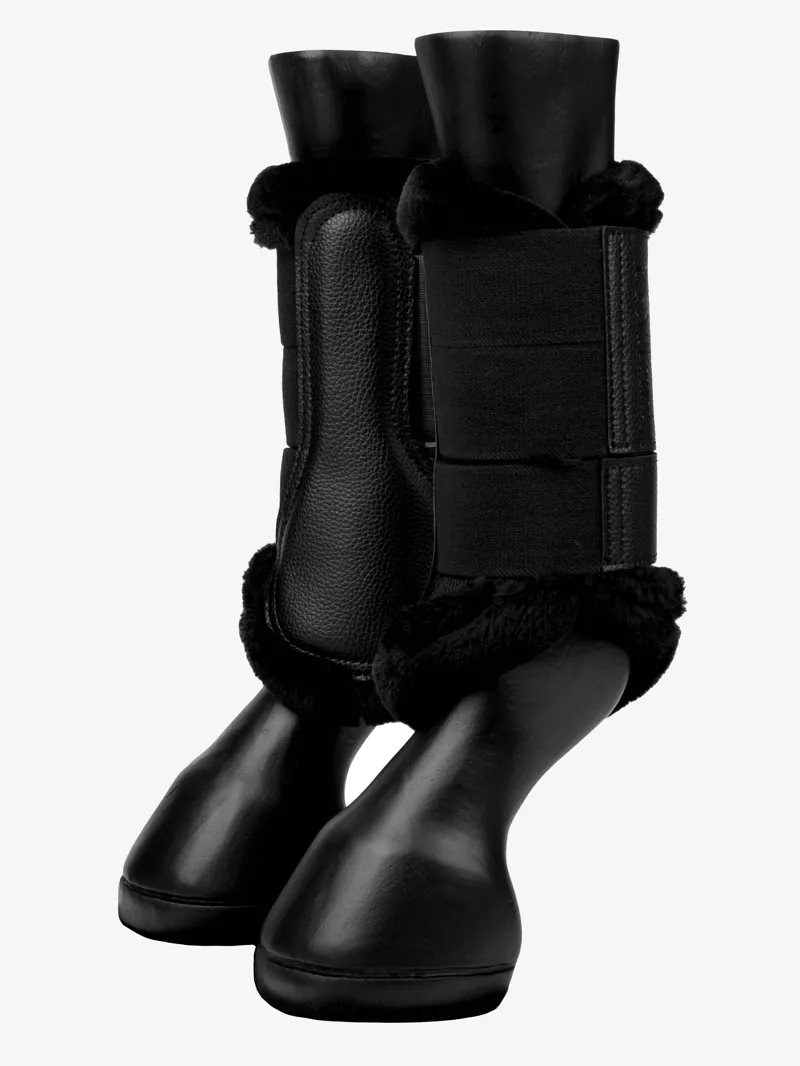 LeMieux Fleece Edge Mesh Brushing Boots - Large - Black/Black