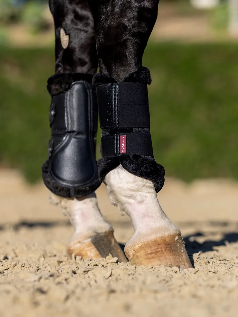 LeMieux Fleece Edge Mesh Brushing Boots - Large - Black/Black-3