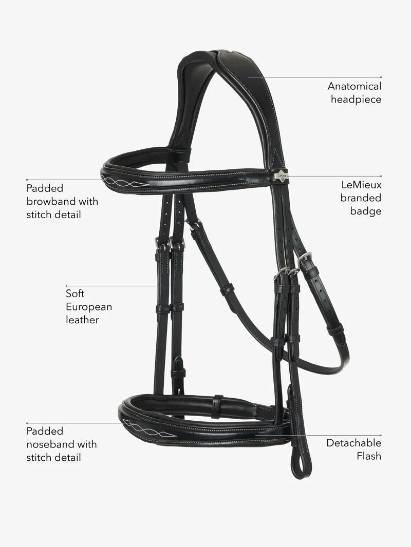 LeMieux Kudos Competition Flash Bridle - Full - Black