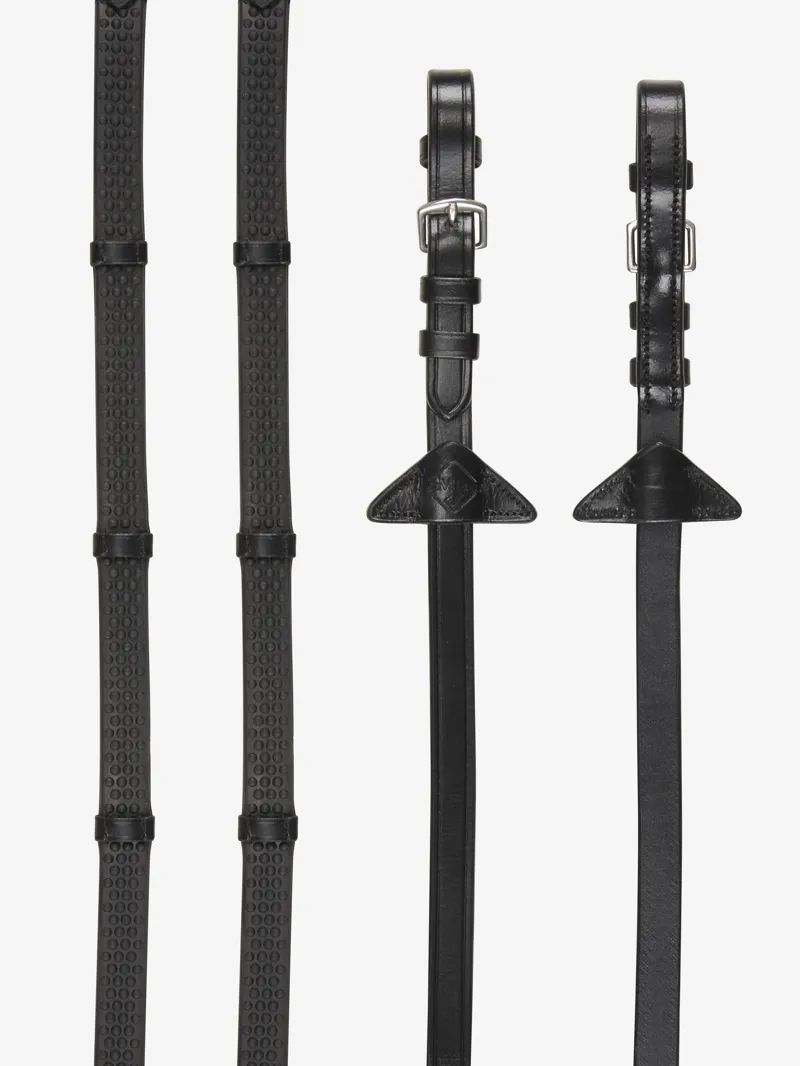 LeMieux Soft Rubber Reins With Stoppers - Black