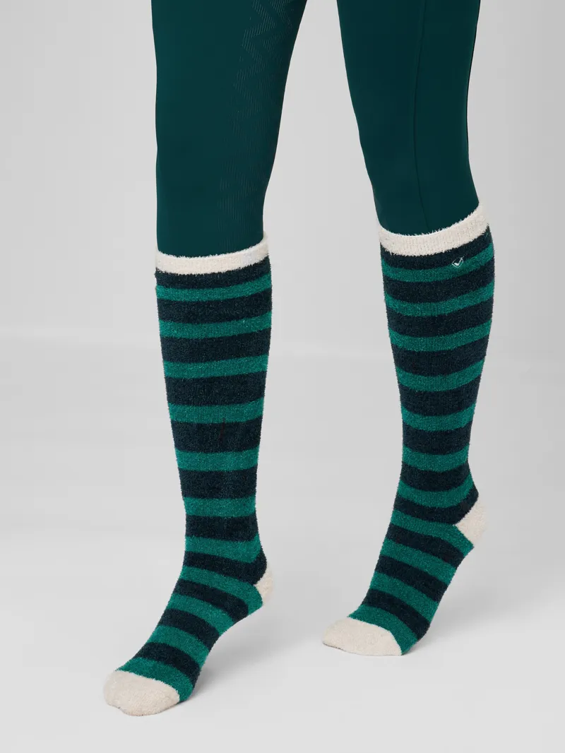 LeMieux Sophie Stripe Fluffies Socks Junior  - Spruce-1