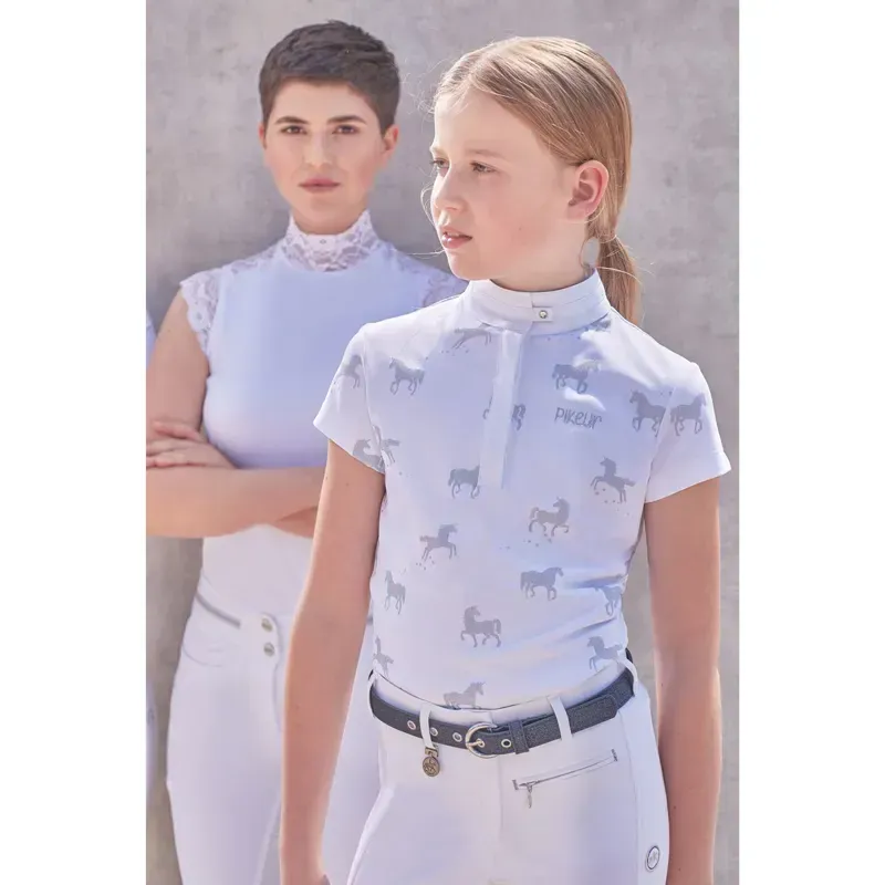 Pikeur Tiana Competition Shirt Girl's - White/Pink-1