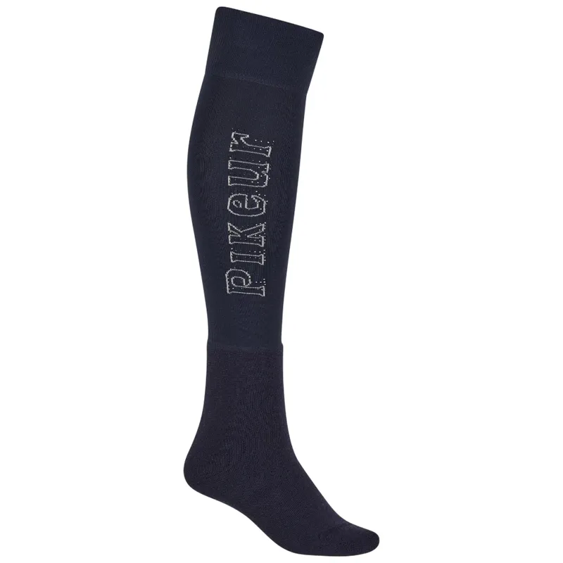 Pikeur Knee Sock Sports Wool with Glitter Logo - Navy Blue - 39-41