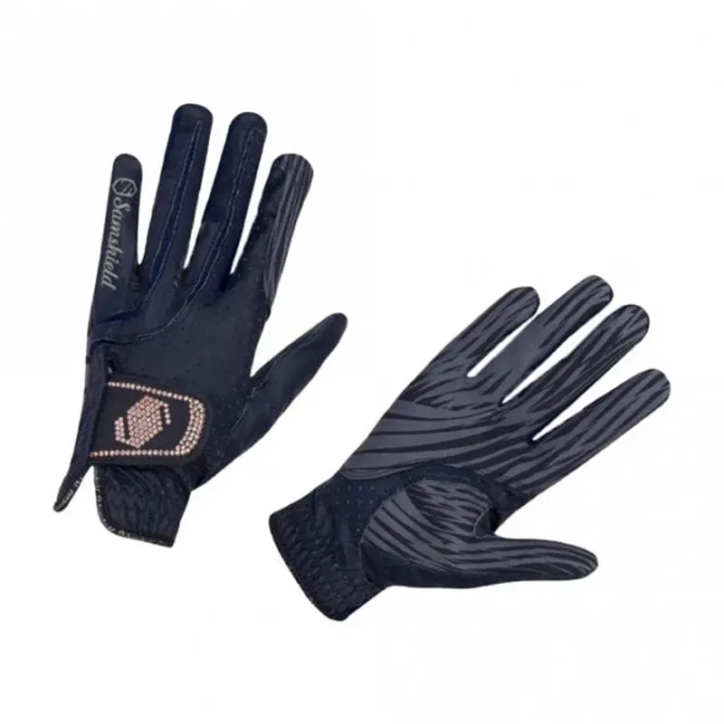 Samshield V-Skin Swarovski Riding Gloves - Navy/Rose Gold