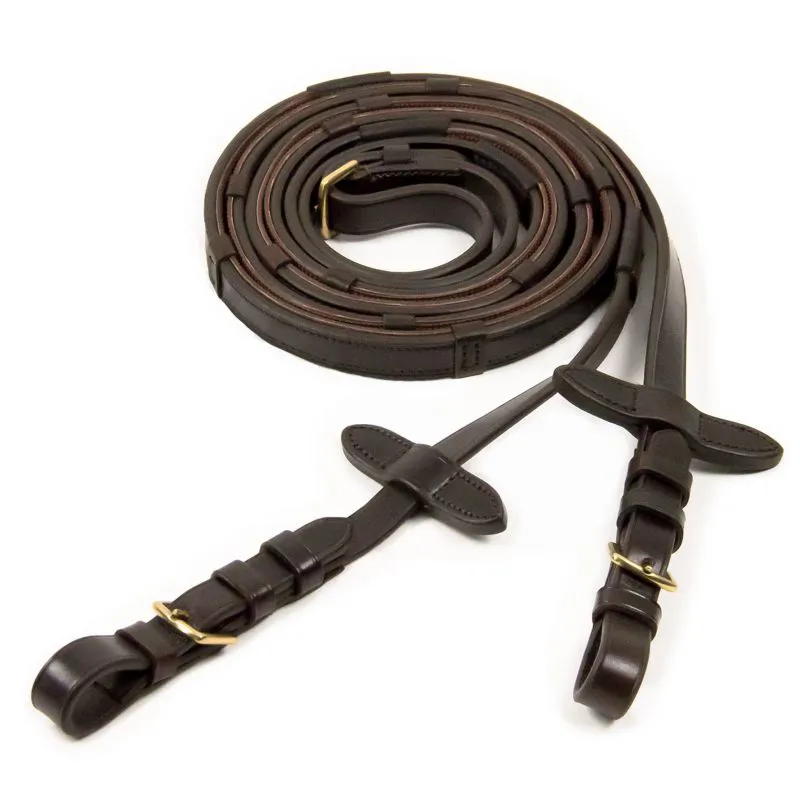 Schockemohle Half Rubber Bridle Reins - Pony - Brown/Silver