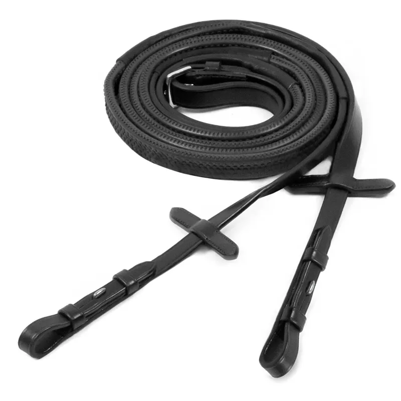 Schockemohle Hook and Stud Rubber Reins - Pony - Black/Silver