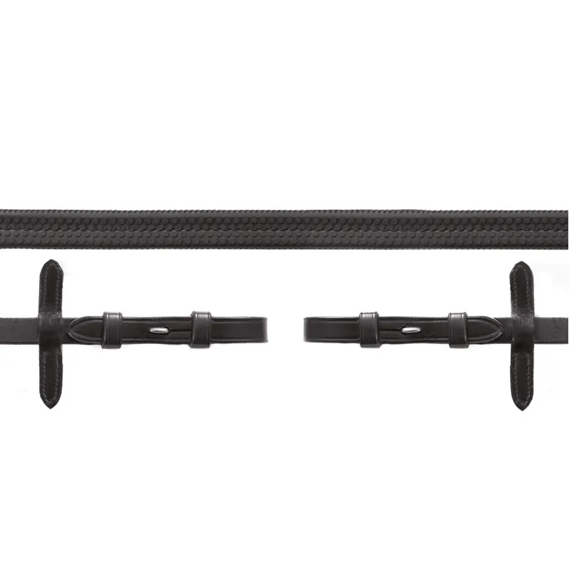 Schockemohle Hook and Stud Rubber Reins - Pony - Black/Silver-1