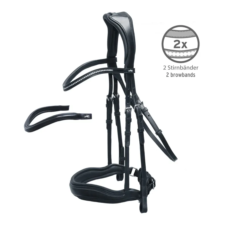 Schockemohle Sports Slimford Anatomical Bridle - Cob - Black/Silver-1