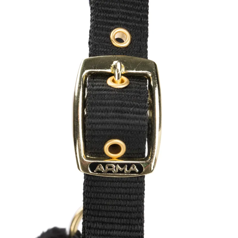 Shires Arma Faux Fur Headcollar and Lead Rope Cob - Black-4