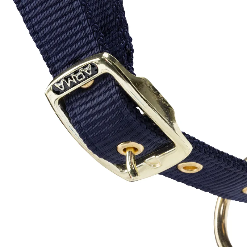Shires Arma Faux Fur Headcollar and Lead Rope Cob - Navy-6