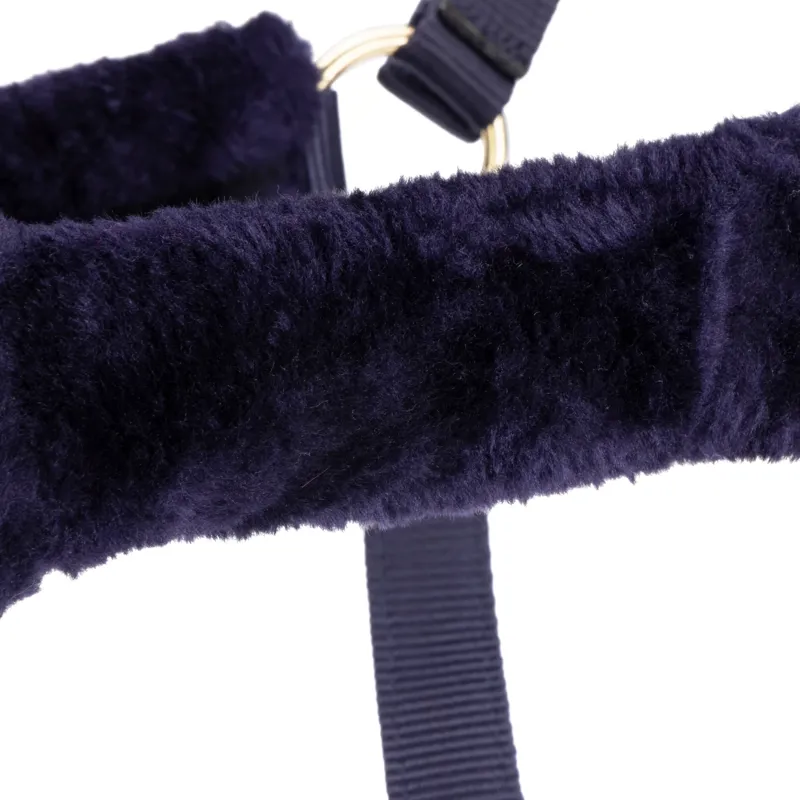 Shires Arma Faux Fur Headcollar and Lead Rope Full - Navy-4