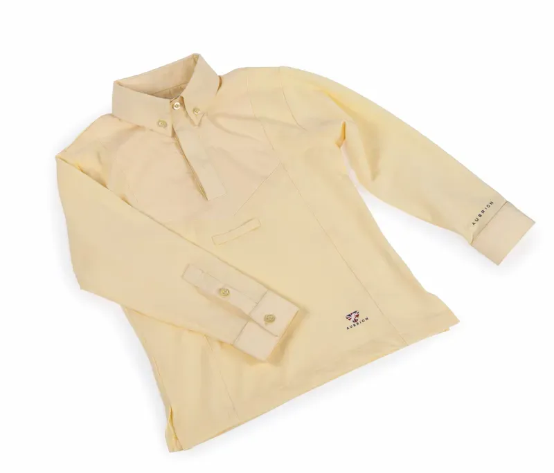 Shires Aubrion Long Sleeve Tie Shirt Childrens 7-8 - Yellow-1