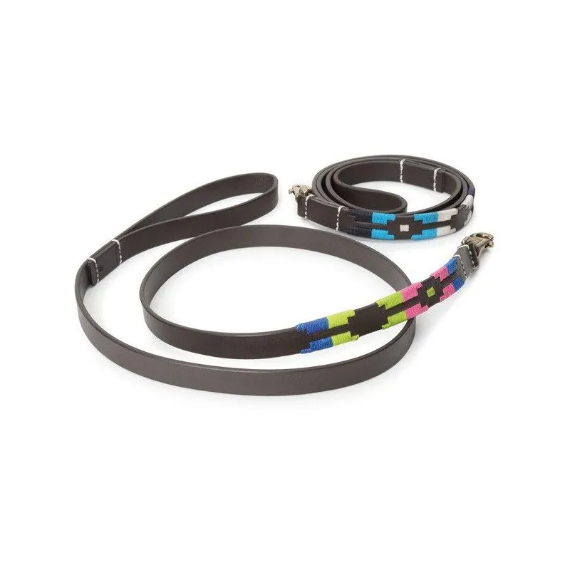 Shires Moreno Polo Lead Medium - Navy/Turquoise/White