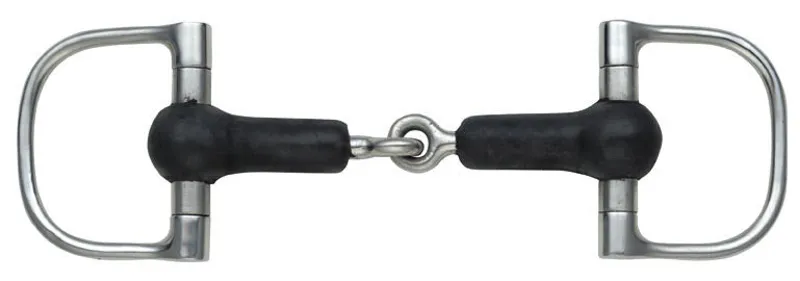 Shires Rubber Covered Jointed Dee Snaffle Bit 5 inch - Black